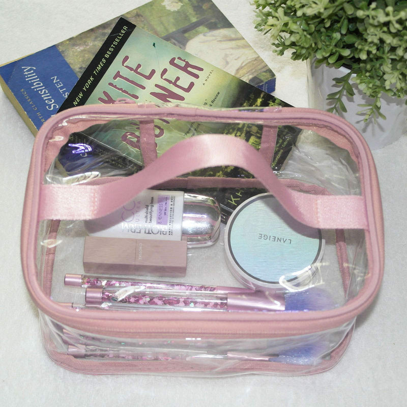 [Australia] - ANEMEL Toiletry Bag Makeup Cosmetic Clear Bag Portable Waterproof Transparent Travel Storage Pink 