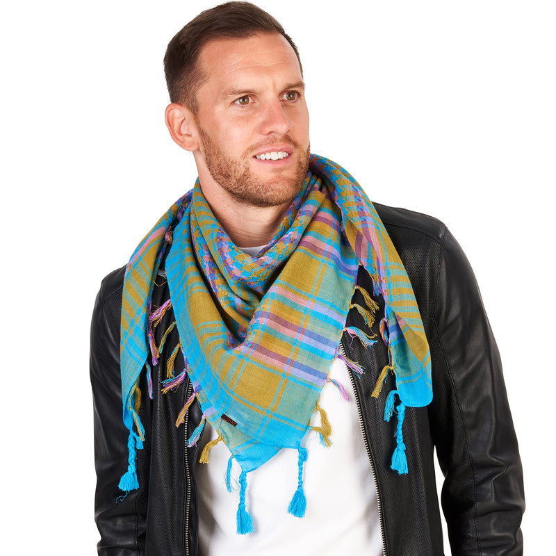 [Australia] - Lovarzi Desert Scarf Multicoloured - Colourful fashion desert scarf for Men & Women Multicoloured Blue 