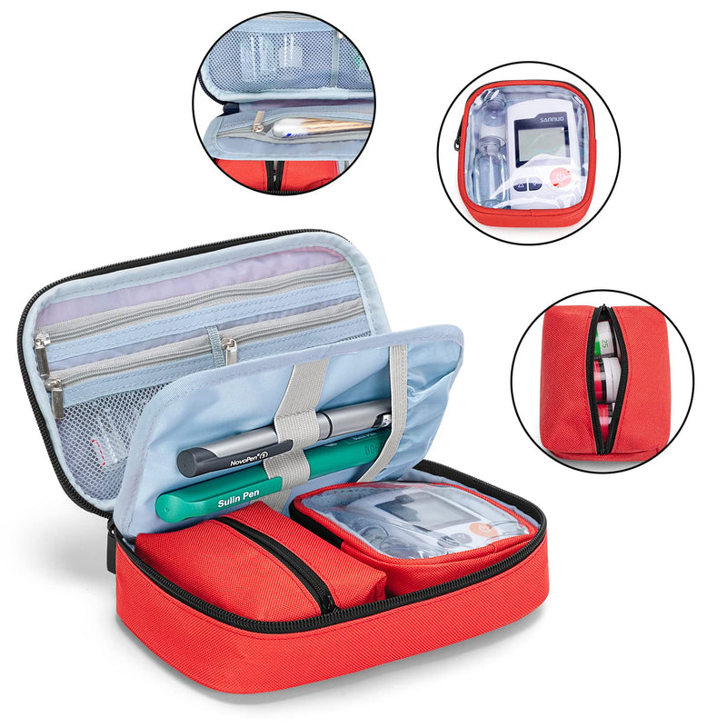 [Australia] - CURMIO Double Layer Insulated Insulin Cooler Travel Case, Diabetic Supplies Bag for Glucose Meter, Medication, Insulin Pens and Other Diabetes Care Supplies 