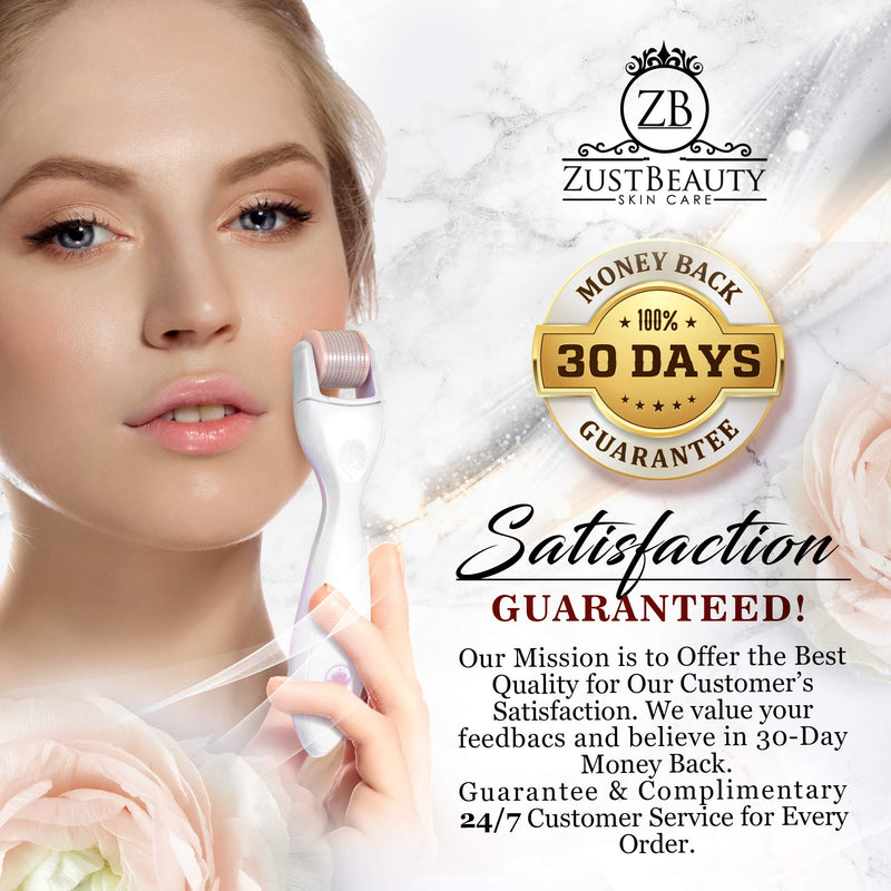 [Australia] - ZUSTBEAUTY | ALL IN 1| Derma Roller Kit With Vitamin C 25% Serum & Collagen Cream | For Face, Body, Beard, Hair, Stomach, Lip |0.3MM Titanium Microneedle Heads 180 for Eyes 600 for Face 1200 for Body 