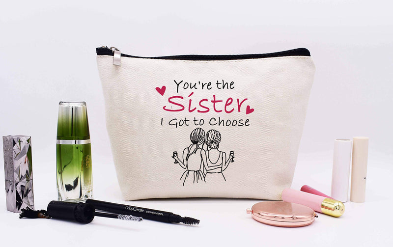[Australia] - Makeup Bag Gift,Cosmetic Bag Gift for Sister,You're the Sister I Got to Choose,Birthday Anniversary Wedding Christmas Graduation Gifts for Sister,Soul Sister,Best friend,Women,Bestie,BFF,Women,Her 