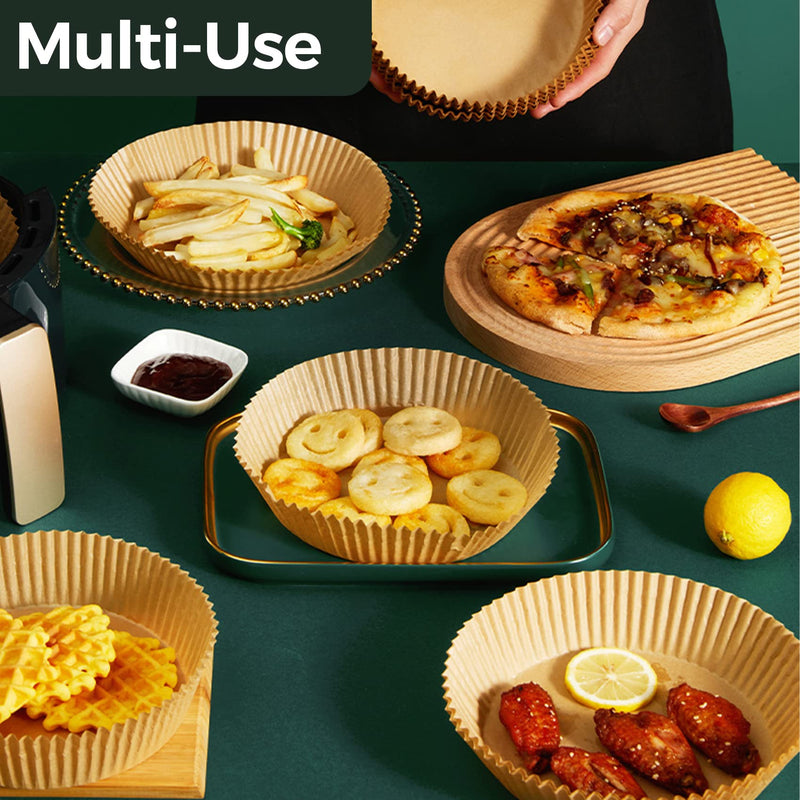 [Australia] - Air Fryer Disposable Paper Liner: Airfryer Instant Pot Oven Insert Parchment Sheets Round, Grease and Water Proof Non Stick Basket Liners for Baking Cooking (100PCS) from ctizne 6.3 Inch (Round) Unbleached 