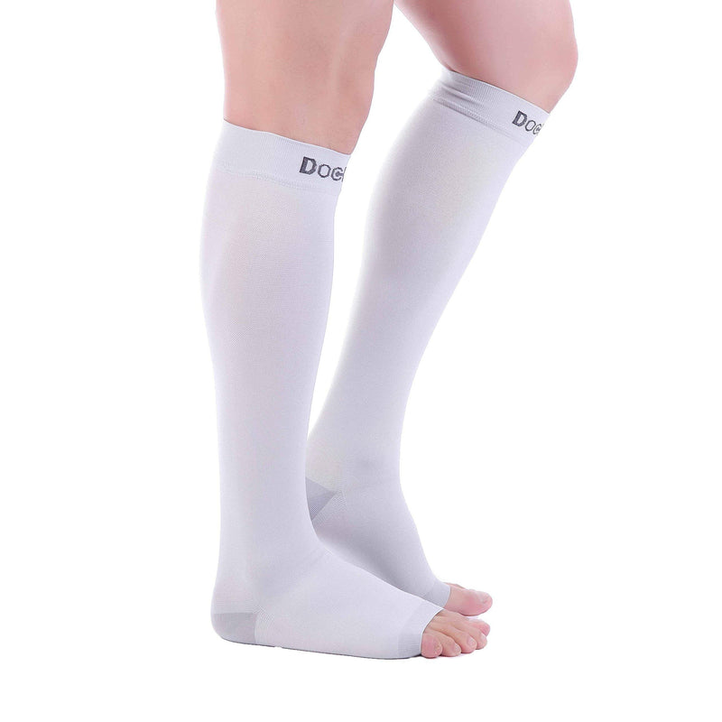 [Australia] - Doc Miller Open Toe Compression Socks 1 Pair 15-20 mmHg Firm Support Gray Large 