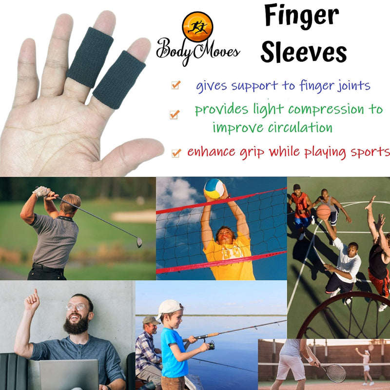 [Australia] - BodyMoves 2 Double sided solid support finger Splints plus 2 sleeves 2020 edition(Midnight Black) Midnight Black 