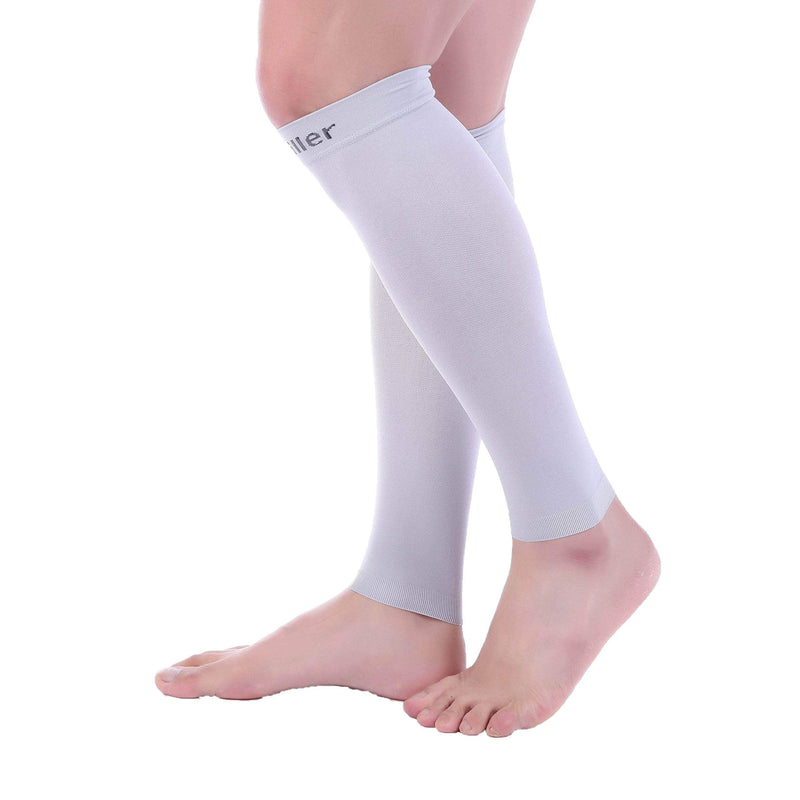 [Australia] - Doc Miller Calf Compression Sleeve Men and Women - 20-30mmHg Shin Splint Compression Sleeve Recover Varicose Veins, Torn Calf and Pain Relief - 1 Pair Calf Sleeves Grey Color - XX-Large Size Gray 