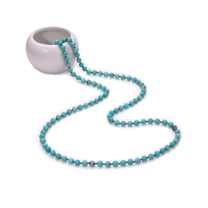 [Australia] - PERNNLA PEARL Natural Turquoise Long Beaded Necklace Wrap Bracelet Handmade Jewelry for Women Men 47.5" Turquoise Necklace 