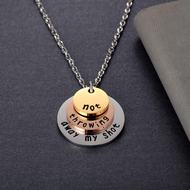 [Australia] - Ukodnus Not Throwing Away My Shot Tri-Layer Necklace for Teen Girls Hamilton Gifts Broadway Musical Inspired Jewelry (Necklace) 