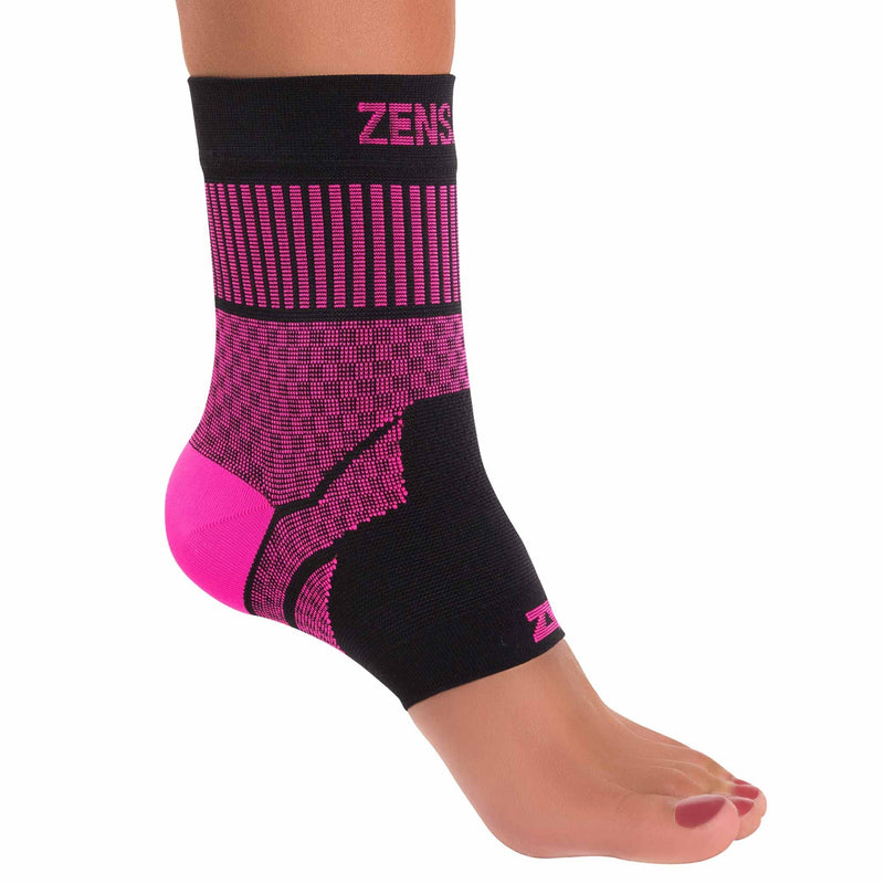 [Australia] - Zensah Ankle Support - Compression Ankle Brace - Great for Running, Soccer, Volleyball, Sports - Ankle Sleeve Helps Sprains, Tendonitis, Pain Medium Neon Pink 