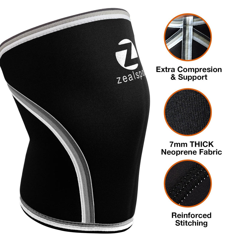 [Australia] - Z ZEALSPOT Knee Sleeves(1 Pair) Compression & Support for Weightlifting, WOD, Squats, Gym, Powerlifting & Crossfit-7mm Neoprene Knee Brace-Both Women & Men Small Black-black(pair) 