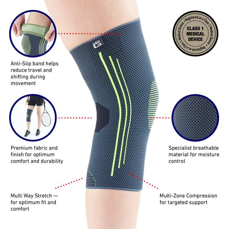 [Australia] - Neo G Knee Brace - For Sprains, Strains, Knee Injury, Sports, Running, Joint Pain, Arthritis, Injury Recovery - Multi Zone Compression Sleeve – Active Support - Class 1 Medical Device - Large Large: 38 – 43 CM/15.0 – 16.9 IN 