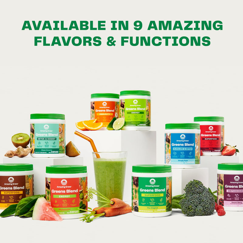 [Australia] - Amazing Grass Greens Blend Superfood: Super Greens Powder Smoothie Mix with Spirulina, Chlorella, Beet Root Powder, Digestive Enzymes & Probiotics, Original, 30 Servings 