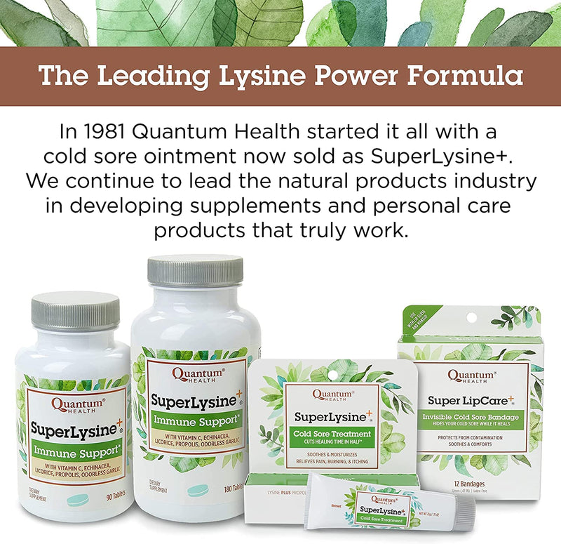 [Australia] - Quantum Health Super Lysine+ / Advanced Formula Lysine+ Immune Support with Vitamin C, Echinacea, Licorice, Propolis, Odorless Garlic (180 Tablets), Packaging may vary 