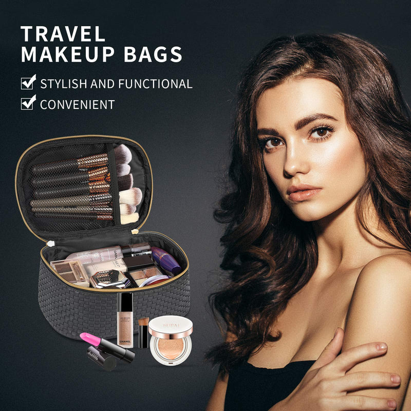 [Australia] - Makeup Bag Travel Cosmetic Bag for Women Portable Waterproof Makeup Organizer Bag Toiletry Bags 3 Pack Black 