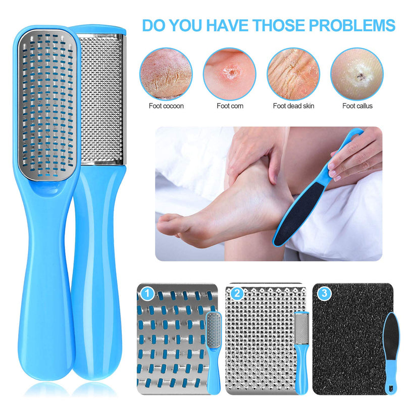[Australia] - Professional Pedicure Kit, Rosmax 20 in 1 Pedicure Tools Foot Scrubber Foot Care Kit Dead Skin Callus Remover for Feet, Foot Spa Set at Home Pedicure Set for Cracked Skin Corns Callus (Blue) Blue 