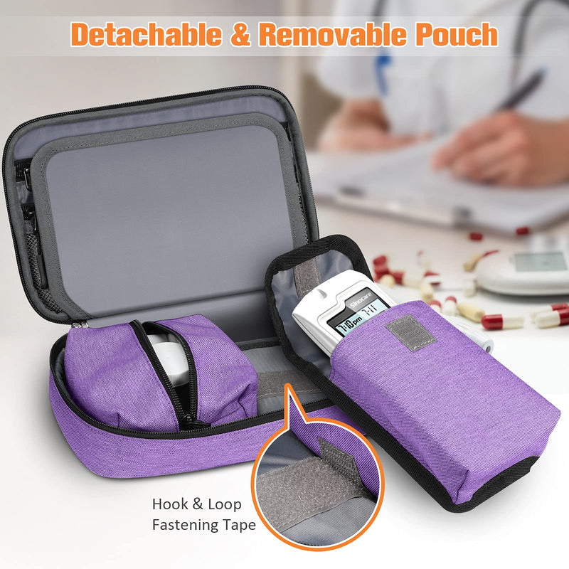 [Australia] - SITHON Diabetic Supplies Organizer Case with Hand Strap, Water Resistant Portable Storage Travel Bag for Insulin Pens, Glucose Meter, Blood Sugar Test Strips and Other Diabetic Supplies (Purple) Purple 