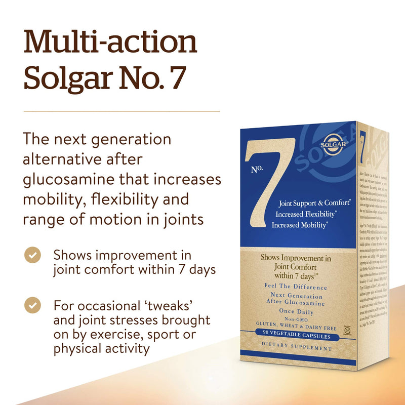 [Australia] - Solgar No. 7 - Joint Support and Comfort - 90 Vegetarian Capsules - Increased Mobility & Flexibility - Gluten-Free, Dairy-Free, Non-GMO - 90 Servings 90 Count (Pack of 1) 