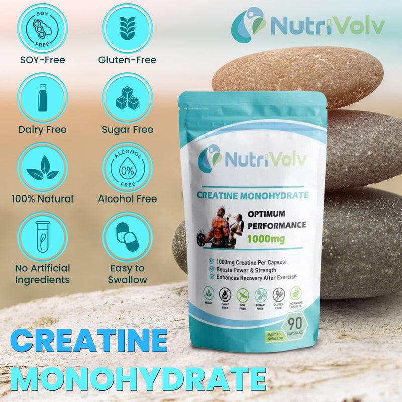 [Australia] - Creatine Monohydrate 1000mg Pure Supplements Gain Muscle & Build Strength | 90 Capsules 