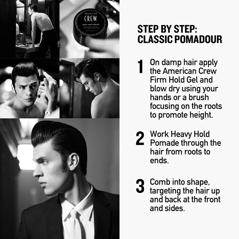 [Australia] - American Crew Heavy Hold Pomade with High Hold & Shine for Smooth & Sculpted Styles (85g) Water-based Formula, Hair Styling for Men 