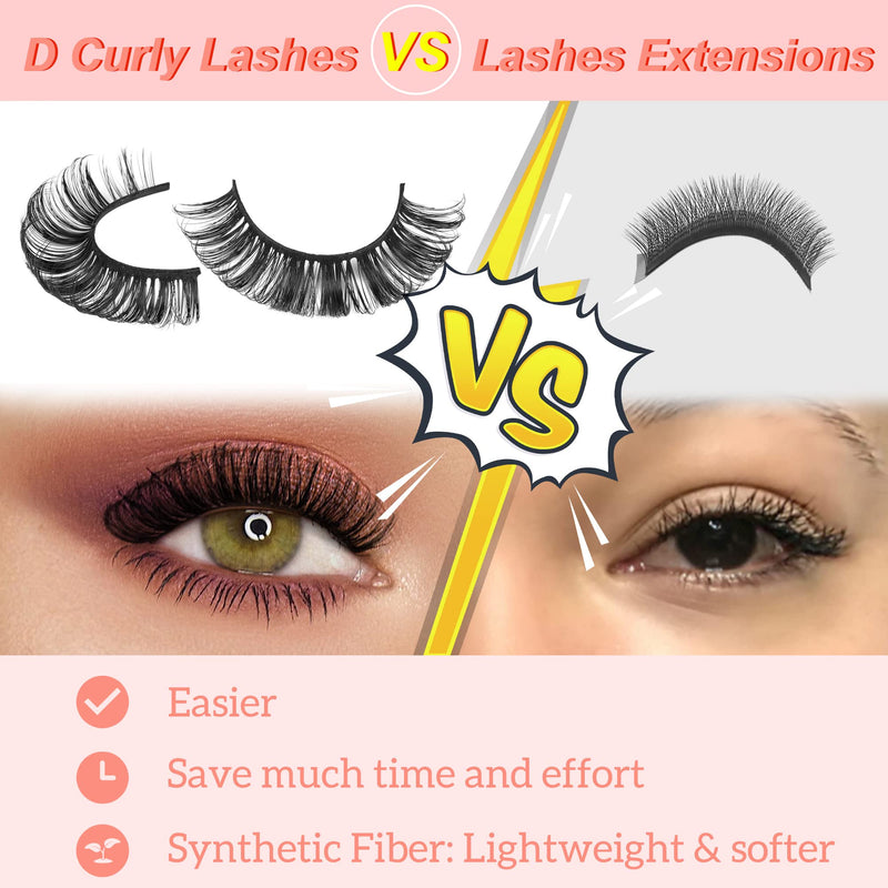 [Australia] - Newcally Russian Strip Lashes D Curl Wispy Fluffy False Eyelashes Natural Thick Volume Faux Mink Eye Lashes Reusable Handmade Like Fake Lashes Extension 14 Pairs A- THICK 