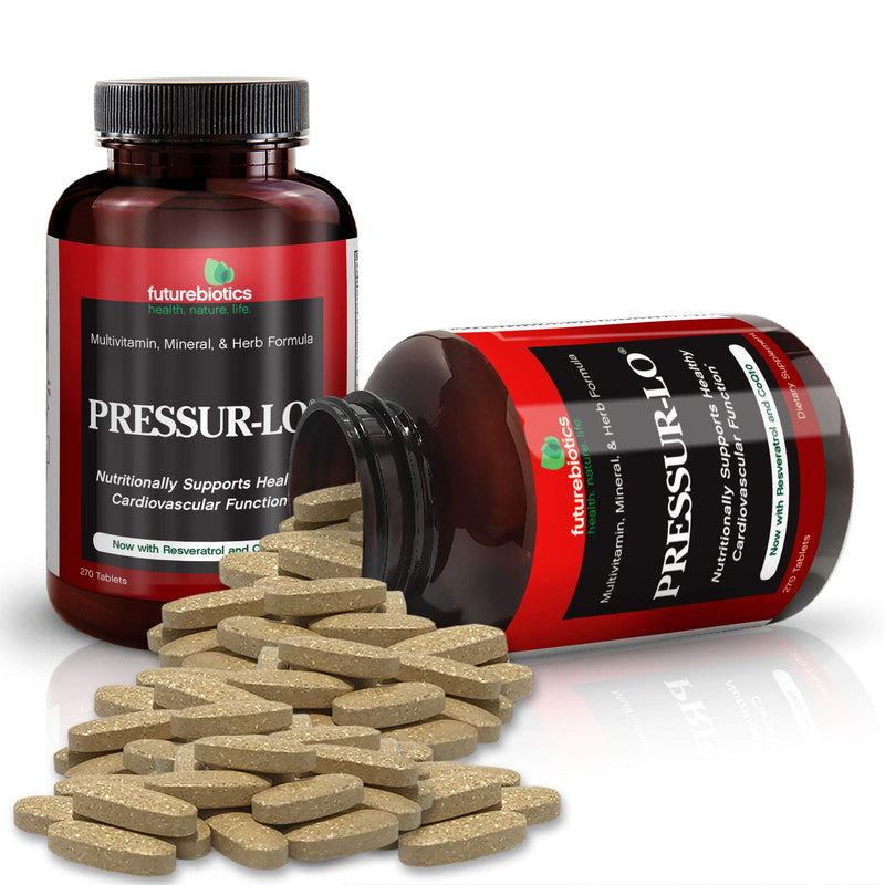 [Australia] - Futurebiotics Pressur-Lo Multi-Vitamin, Mineral & Herb Formula - CoQ10, Garlic, Calcium, Magnesium, Niacin, Resveratrol - Manufactured in an cGMP Registered Facility - Heavy Metal Tested, 270 Tablets 270 Count (Pack of 1) 