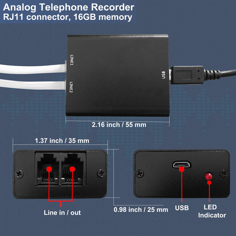 [Australia] - Mini Telephone Audio Voice Recorder with 32gb Memory, Landline Telephone Voice Recorder for Home & Office Analog Telephone System 