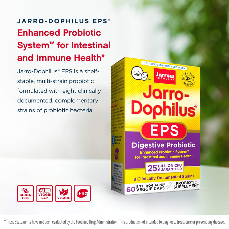 [Australia] - Jarrow Formulas Jarro-Dophilus EPS Higher Potency, Supports Intestinal and Immunal Health, 25 Billion Cells Per Veggie Capsules, 60 Count 