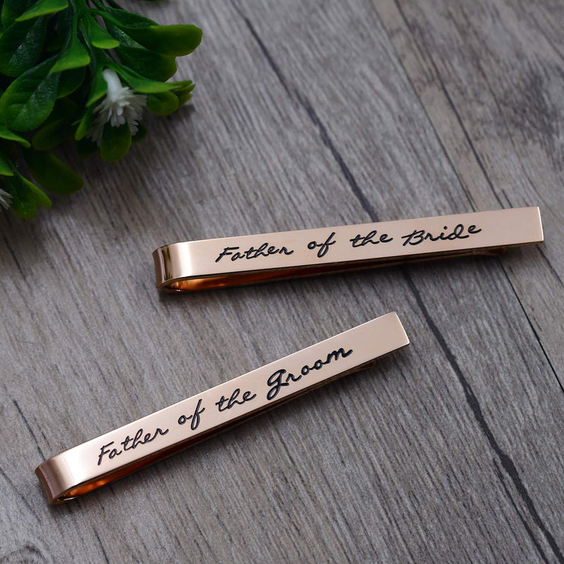 [Australia] - Melix Home Father of The Groom Father of The Bride Gifts Tie Clip Wedding Tie Clip Set Stainless Steel Tie Bar Wedding Party Day Present for Man Set of 2 Rose Gold 