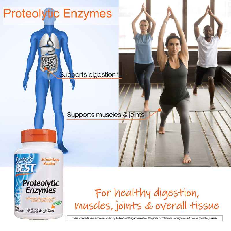 [Australia] - Doctor's Best Proteolytic enzymes, Digestion, Muscle, Joint, Non-GMO, Gluten Free, Vegetarian, 90 Veggie Caps 