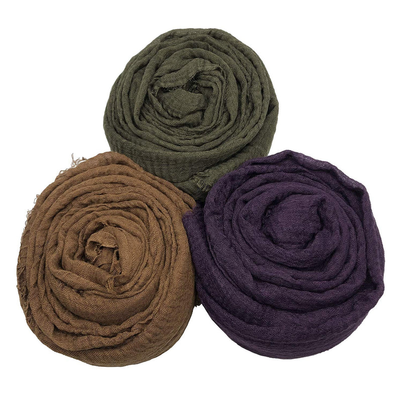 [Australia] - MANSHU 3 PCS Women Soft Scarf Shawl Long Scarf. Army Green, Dark Purple, Dark Brown 