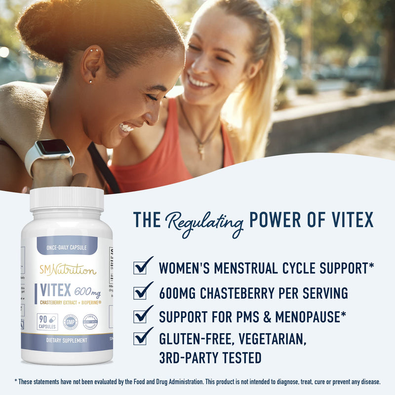 [Australia] - Vitex Supplement for Women 600mg (90 Capsules, 3-Month Supply) Chasteberry Supplement for Women Supports Hormone Balance, Menopause, PMS - Formulated Gluten-Free, Vegetarian 