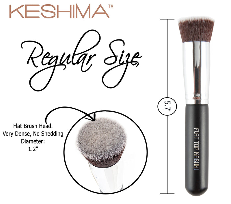 [Australia] - Flat Top Kabuki Foundation Brush By KESHIMA - Premium Makeup Brush for Liquid, Cream, and Powder - Buffing, Blending, Face Brush 14.4 cm Black 