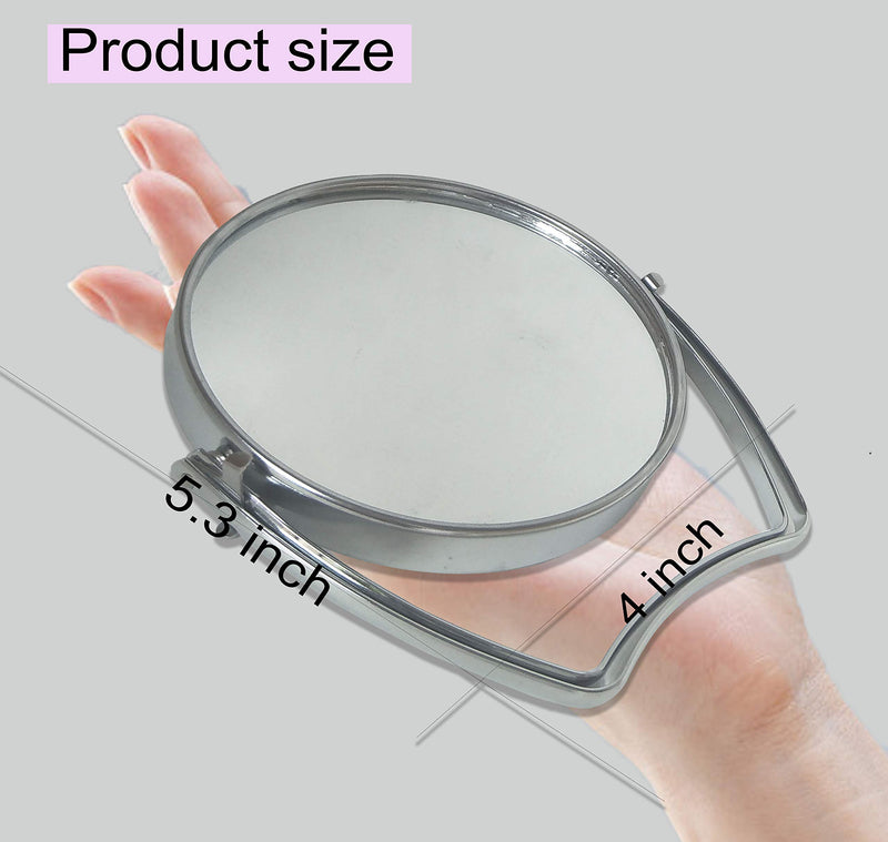 [Australia] - UGThome Women Two-Sided Makeup Mirror With 1X and 3X Magnification 4-In Travel Mirror with Handle Portable Transparent & Round (4-IN) 