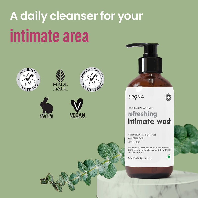 [Australia] - Sirona Natural Refreshing Feminine Wash - 6.7 Fl Oz (200 ml) | No Chemical, No Irritation, pH Balanced Intimate Wash, Helps to Reduce Odor and Itching 6.7 Fl Oz (Pack of 1) 