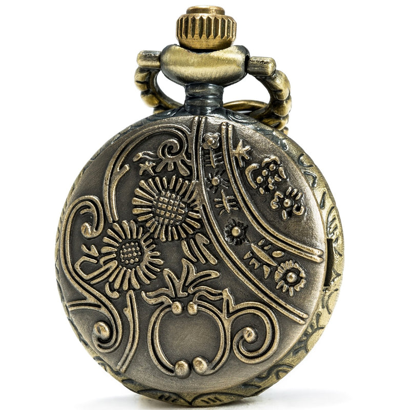 [Australia] - SEWOR Delicate Pandent Quartz Pocket Watch Green Flower Bronze Case 