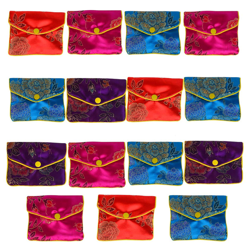 [Australia] - Bleiou 15 Pcs Jewelry Silk Purse Pouch Brocade Gift Bags Mix Colors(Medium) Medium 