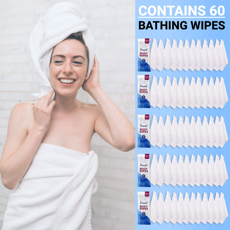 [Australia] - Luxury Body Wipes for Adults and Elderly - No Water Bathing and Cleansing Wipes | Microwavable Bath and Shower Wipes (60 Pack) 