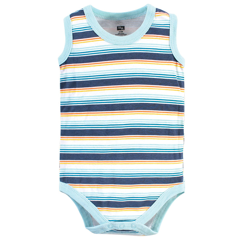 [Australia] - Hudson Baby Unisex Baby Cotton Sleeveless Bodysuits 0-3 Months Surfer Dude 