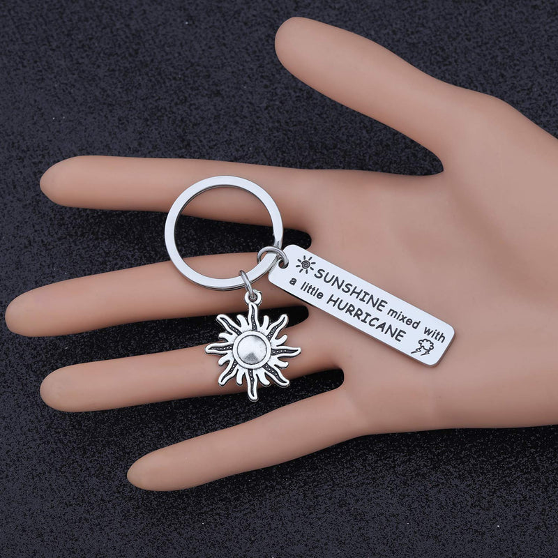 [Australia] - bobauna Sunshine Mixed with A Little Hurricane Inspirational Quote Keychain with Sun Charm Motivational Gift sunshine hurricane keychain 