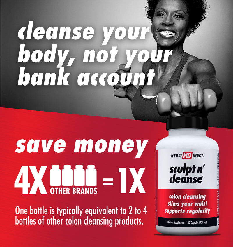 [Australia] - Sculpt n' Cleanse 100ct: Colon Cleanse, Detox, Weight Loss & Increased Energy Supplement | Vegan | Non GMO 100 Count (Pack of 1) 