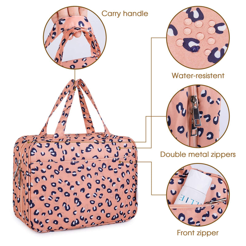 [Australia] - Large Hanging Toiletry Bag Travel Makeup Bag Cosmetic Organizer for Women and Girls Leopard 