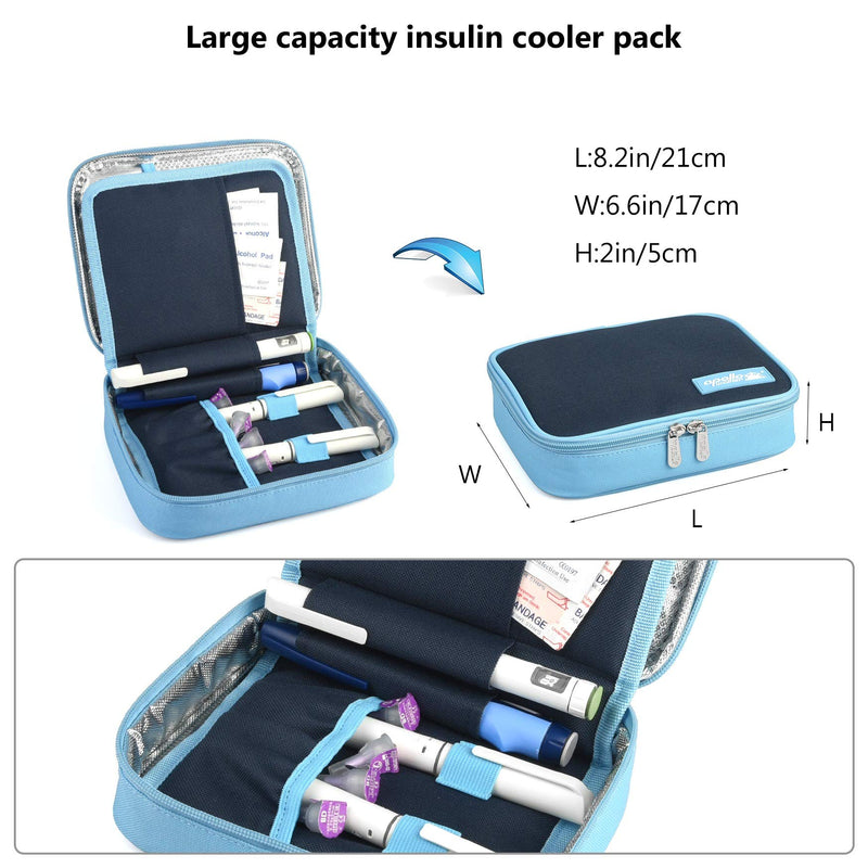 [Australia] - Goldwheat Insulin Cooler Travel case Diabetic Medication Cooler Organizer Medical Insulation Cooling Bag with 4 Ice Packs Blue 