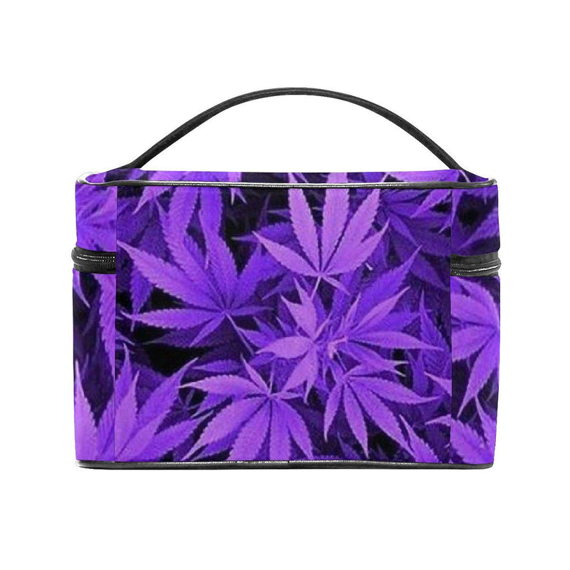[Australia] - Travel Makeup Case Purple Weed Leaves Cosmetic Bag Organizer Portable 9" For Cosmetics Makeup Brushes Toiletry Jewelry Digital Accessories 