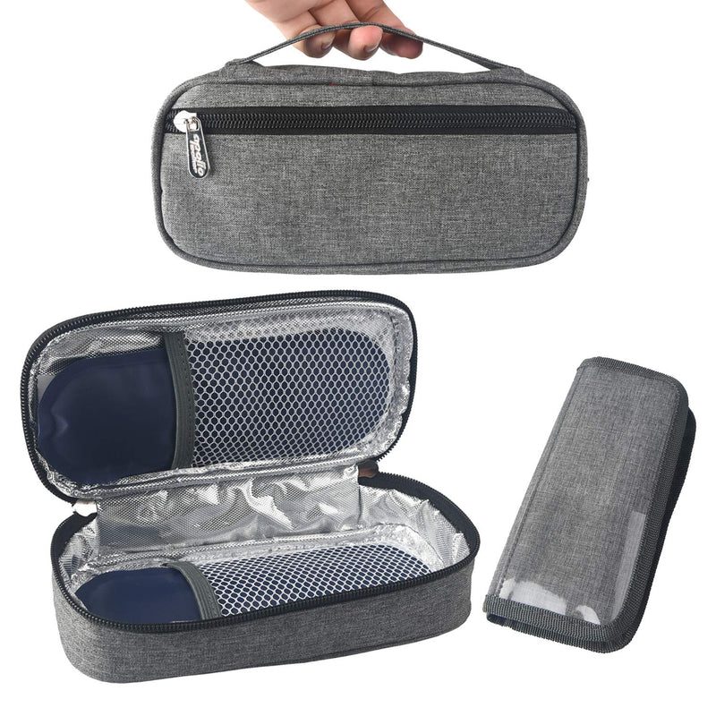 [Australia] - Insulin Cooler Travel Bag,Goldwheat Diabetic Medications Case with 2 Ice Packs Great for Daily Use Travel Storage,Handy & Well Insulated Grey 