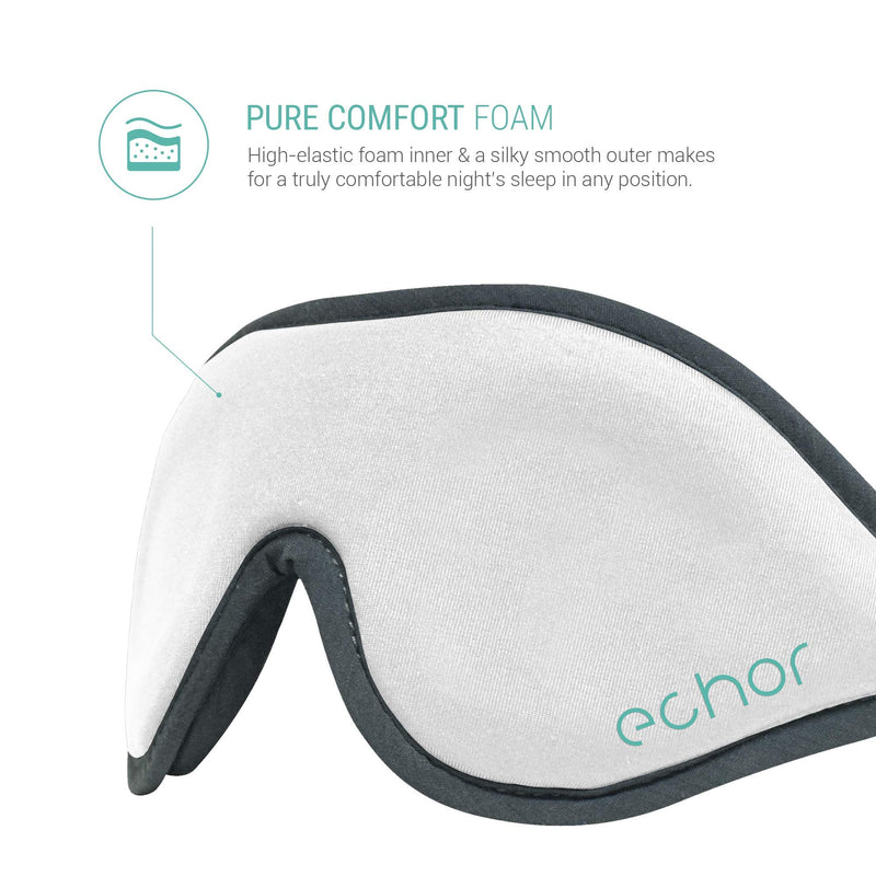 [Australia] - Echor Total Blackout 3D Padded Foam Comfortable Premium Soft Eye Mask/Sleep Mask with Adjustable Elastic Strap and Nose Pad for Sleep and Travel (White) White 