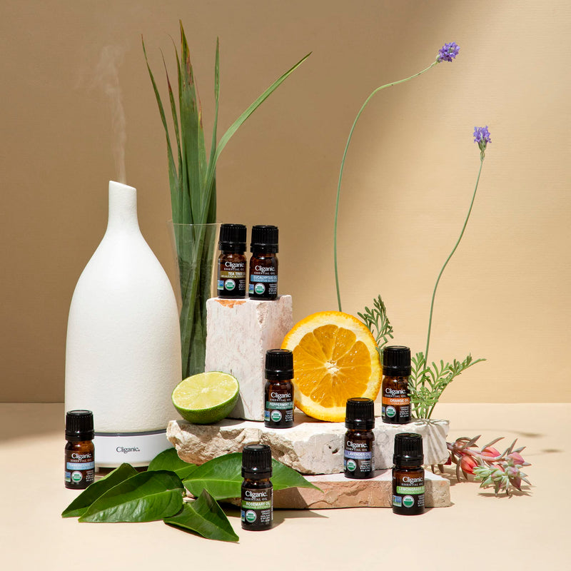 [Australia] - Cliganic USDA Organic Aromatherapy Essential Oils Set (Top 5), 100% Pure Natural - Peppermint, Lavender, Eucalyptus, Lemongrass & Orange 