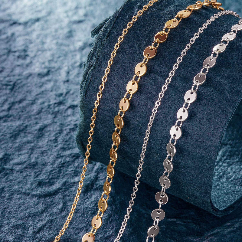 [Australia] - DREMMY STUDIOS Simple Gold Chain Anklet,14K Gold/Silver Plated Dainty Summer Beach Anklets for Women Layered Silver Coin 