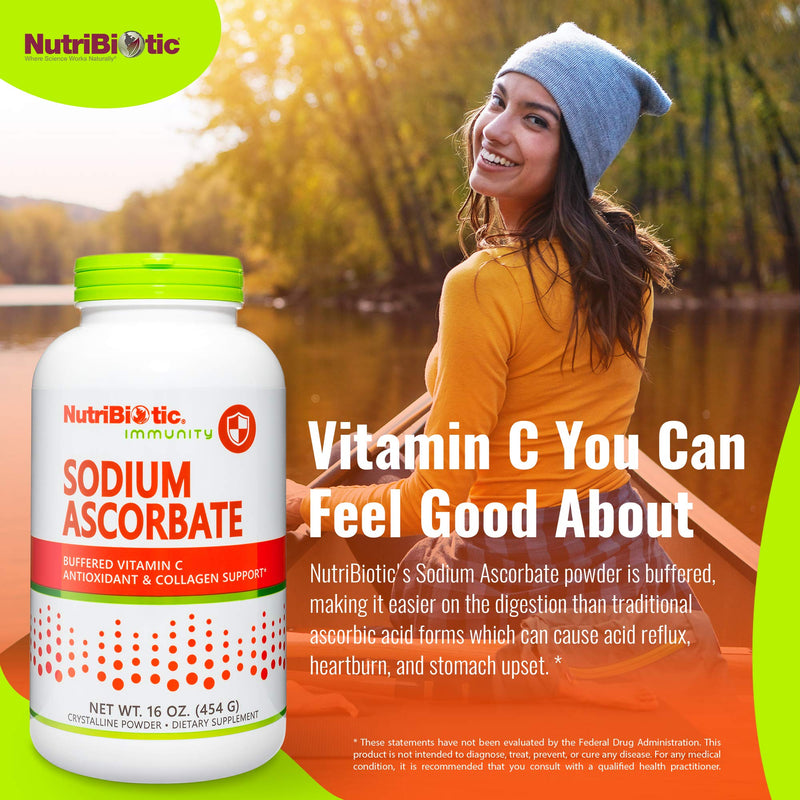 [Australia] - NutriBiotic - Sodium Ascorbate Buffered Vitamin C Powder, 16 Oz | Vegan, Non-Acidic & Easier on Digestion Than Ascorbic Acid | Essential Immune Support & Antioxidant Supplement | Gluten & GMO Free n 1 Pound (Pack of 1) 