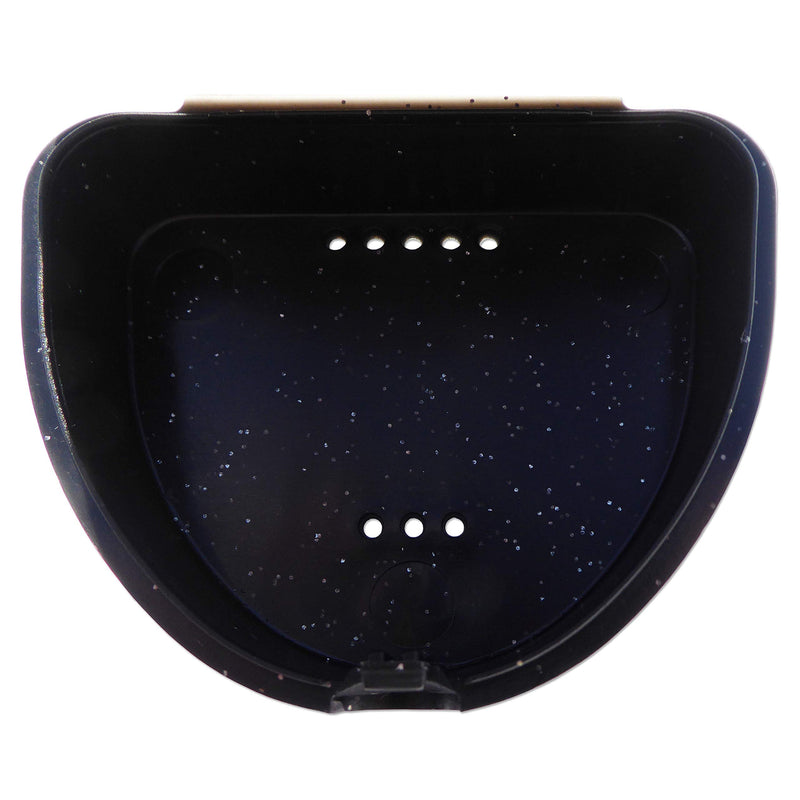 [Australia] - Slim Orthodontic Dental Case - Colour & Glitter Choices for Retainers, Bleaching Trays, Dentures & More (Glitter Black) Glitter Black 