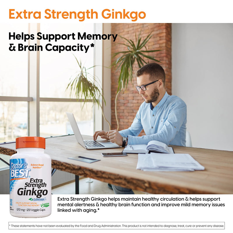 [Australia] - Doctor's Best Extra Strength Ginkgo, Non-GMO, Gluten Free, Vegan, Soy Free, Promotes Mental Function and Memory, 120 mg, 120 Count (Pack of 1) 