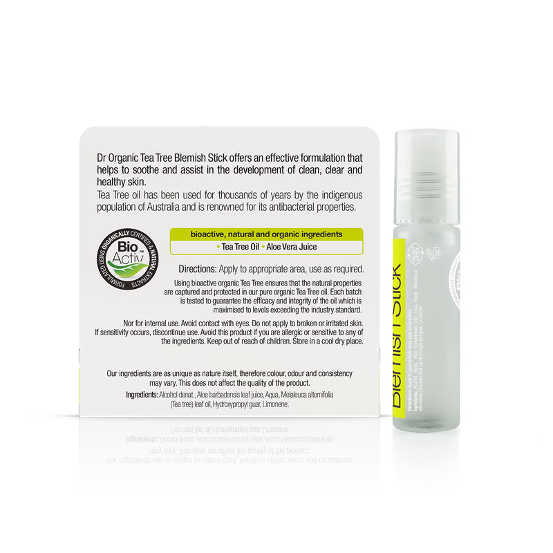 [Australia] - Dr Organic, Organic Tea Tree Blemish Stick , Natural , Vegan , Cruelty Free , Paraben & SLS Free , 8ml 